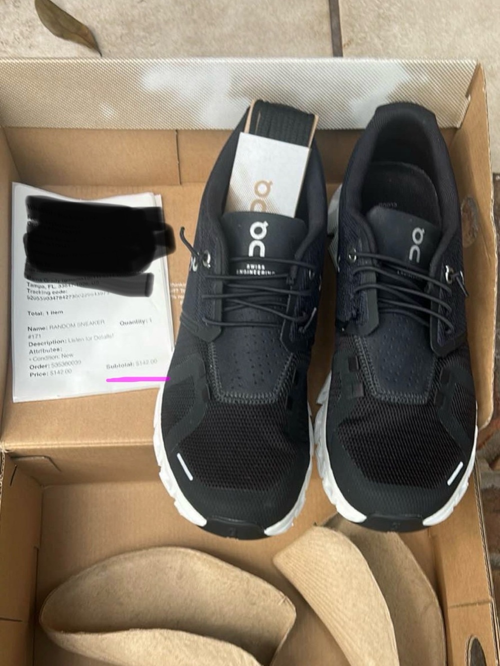 On Cloud 5 womens Sneakers - NIB Black/White - Picture 2 of 7